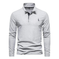 Klassisches langärmliges Poloshirt für Herren in Grau