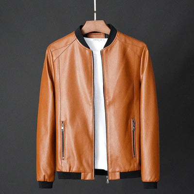 Vintage Zip-Up Vegane Lederjacke für Herren | Ideal für den Winter