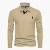 Klassisches Herren-Poloshirt mit langen Ärmeln – vielseitige Eleganz und Komfort in Khaki