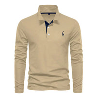Langärmliges Poloshirt für Herren in Khaki