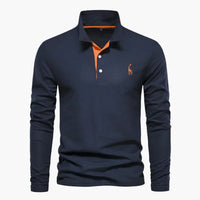 Klassisches Herren-Poloshirt mit langen Ärmeln – vielseitige Eleganz und Komfort in Marineblau