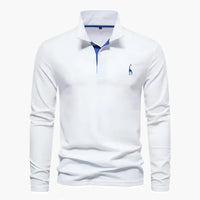 Klassisches Herren-Poloshirt mit langen Ärmeln – vielseitige Eleganz und Komfort in Weiß