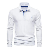 Klassisches langärmliges Poloshirt für Herren in Weiß