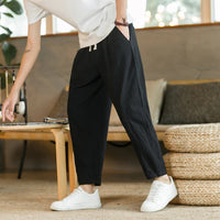 Filippo - Leinen Sommer Hosen in Schwarz