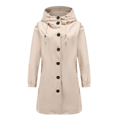 Stylische Wasserdichte Regenjacke mit Knopfleiste und Kapuze für Damen | Ideal für den Winter