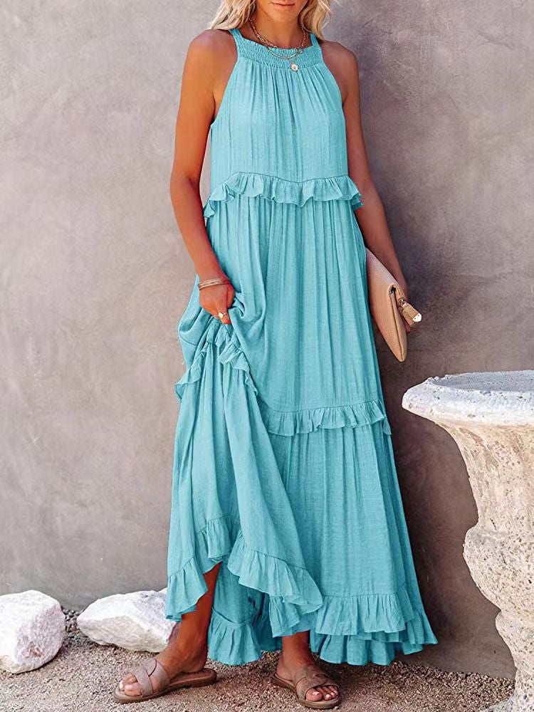 Ärmelloses Sommerkleid wit Bauchabdeckung