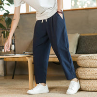 Filippo - Leinen Sommer Hosen in Marineblau