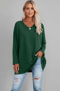 Vesperina | Damen V-Ausschnitt Langarmshirt in Grün