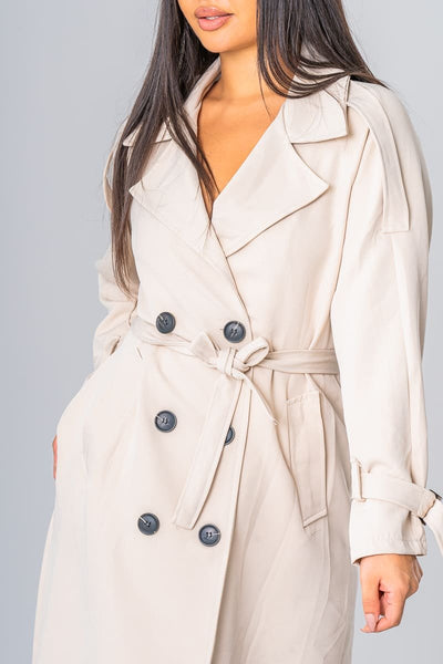 Gurina | Eleganter Trenchcoat mit beigem Gürtel