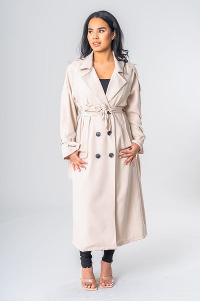 Gurina | Eleganter Trenchcoat mit beigem Gürtel