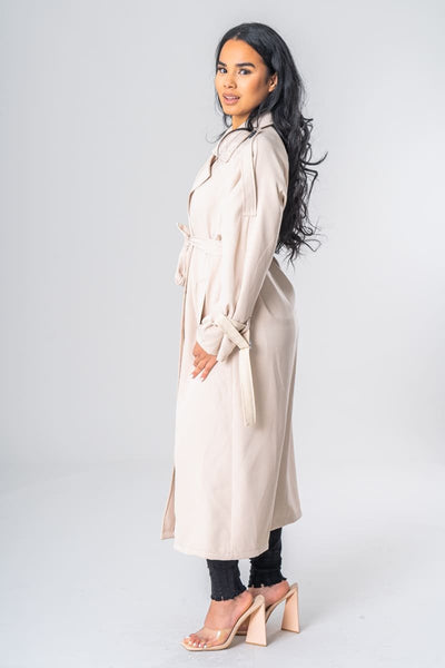 Gurina | Eleganter Trenchcoat mit beigem Gürtel
