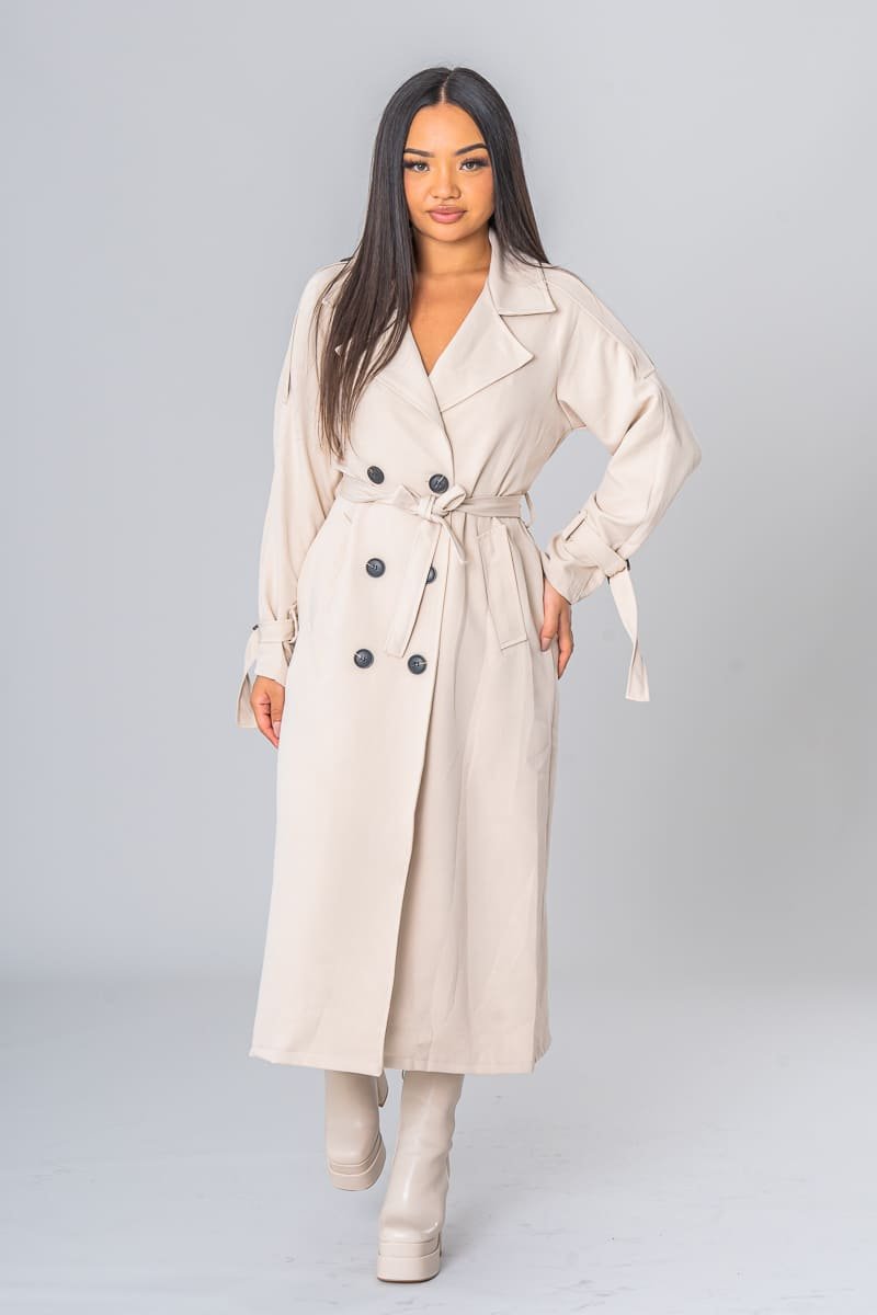 Gurina | Eleganter Trenchcoat mit beigem Gürtel