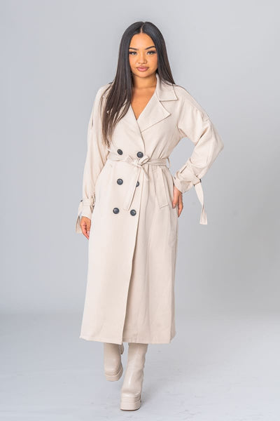 Gurina | Eleganter Trenchcoat mit beigem Gürtel