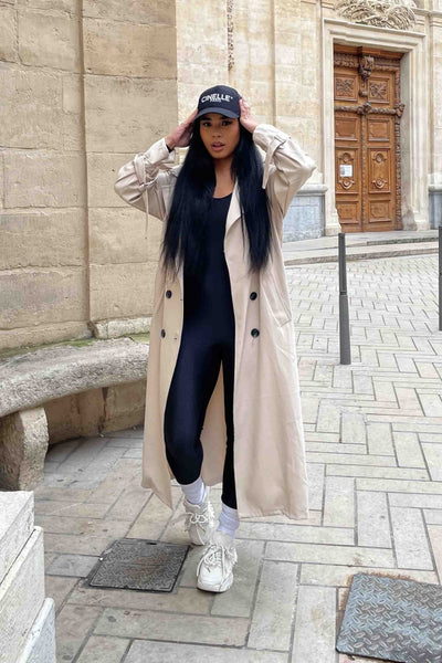 Gurina | Eleganter Trenchcoat mit beigem Gürtel