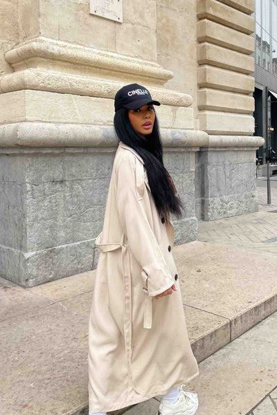 Gurina | Eleganter Trenchcoat mit beigem Gürtel