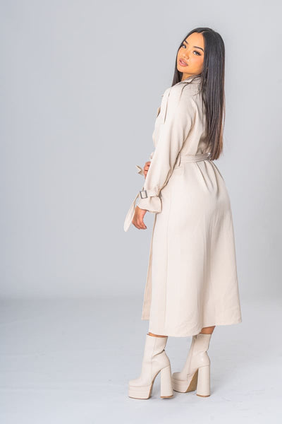 Gurina | Eleganter Trenchcoat mit beigem Gürtel
