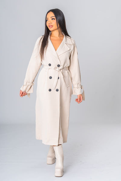Gurina | Eleganter Trenchcoat mit beigem Gürtel