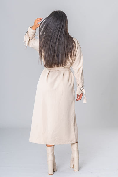 Gurina | Eleganter Trenchcoat mit beigem Gürtel