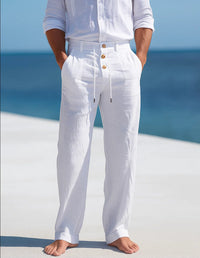 Florian | Herren Leinen Slim Fit Sommerhose Schlank Natürlich Elegant in Weiß