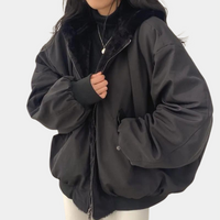 Wibke | Oversized Winterjacke gefüttert in Schwarz