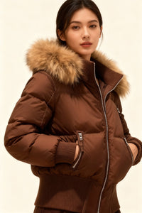 Wiebke | Gesteppte Winterjacke mit Kapuze in Braun