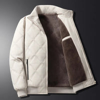 Herren Langarm-Winterjacke mit Taschen in Weiß