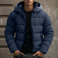 Herren Kapuzen-Winterjacke mit Taschen und Kordelzug in Dunkelblau