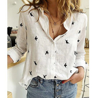 Elegante Bluse für Frauen für jeden Anlass in Weiß mit Vogel