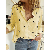 Elegante Bluse für Frauen für jeden Anlass in Gelb mit Vogel