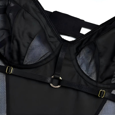 Damenbody mit transparenten Elementen