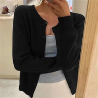Sofia | Damen Klassiker Aufgesetzte Taschen Strickjacke in Schwarz