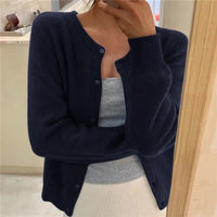 Sofia | Damen Klassiker Aufgesetzte Taschen Strickjacke in Blau