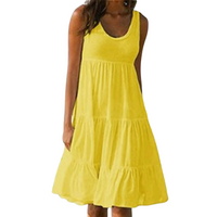 Mila | Damen Stufenkleid Ärmellos Midi Rüschen Sommer in Gelb