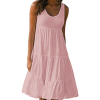 Mila | Damen Stufenkleid Ärmellos Midi Rüschen Sommer in Rosa