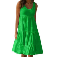 Mila | Damen Stufenkleid Ärmellos Midi Rüschen Sommer in Grün