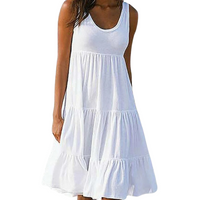 Mila | Damen Stufenkleid Ärmellos Midi Rüschen Sommer in Weiß