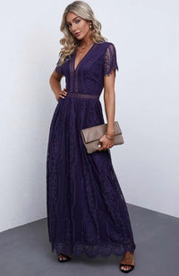 Maxikleid ohne Ärmel mit Spitzen-Details für Damen | Ideal für formelle Anlässe in Lila