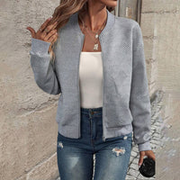 Damen Langarm Bomberjacke in Grau