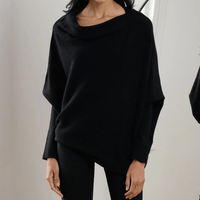 Xanthe | Damen Asymmetrischer Off-Shoulder Pullover in Schwarz