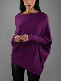 Xanthe | Damen Asymmetrischer Off-Shoulder Pullover in Lila