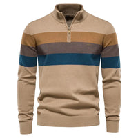 LENNOX – Warmer Strickpullover mit Reißverschluss für den Winter in Khaki