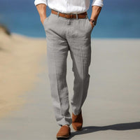 HERRLICHE PREMIUM-LINENHOSE (MIT GÜRTELSCHLAUFEN) in Grau