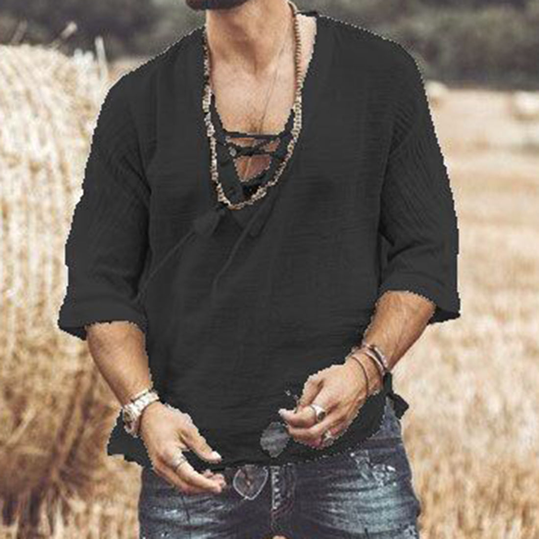 Fudus | Atmungsaktives Hemd Mit Schnüren Für Männer