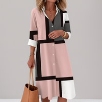 Zaria | Damen Geometrisches Muster Hemdkleid in Rosa