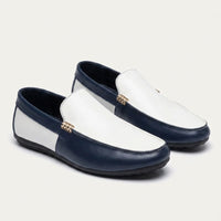 Zweifarbige Herren-Slipper in Marineblau
