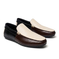 Zweifarbige Herren-Slipper in Braun